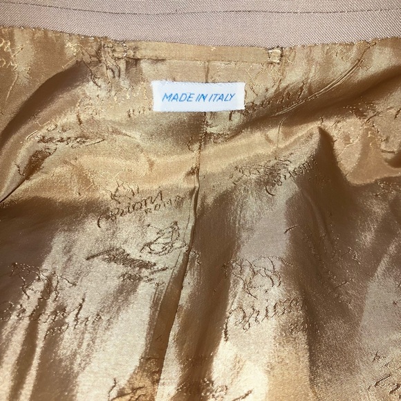 Brioni Mens Sport Coat Suit Jacket Blazer Double Breasted 100% Wool Tan 46 VTG - Picture 9 of 12